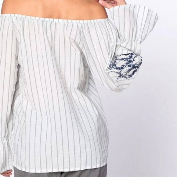 XCVI Striped Off the Shoulder Top - Picture 5 of 10